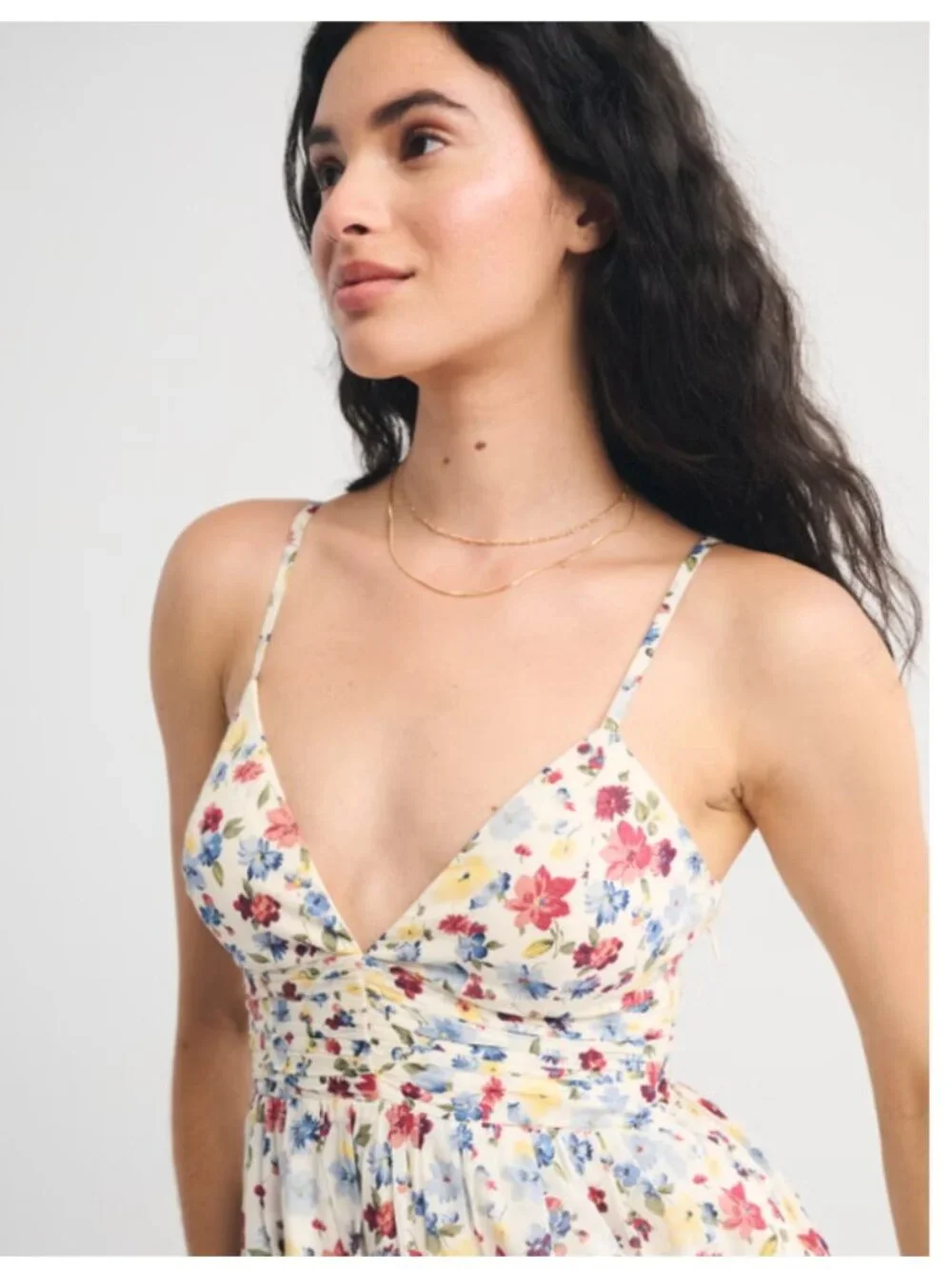 Abercrombie and Fitch Bra-Free Tie-Back Flowy V-Neck Maxi Dress Size Large NWT